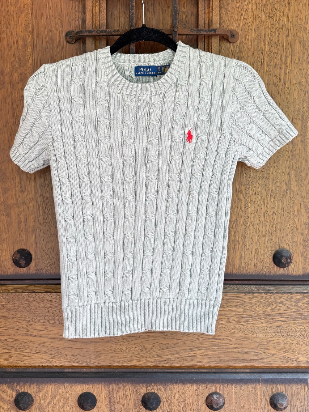 Polo by Ralph Lauren Women’s Grayish Short-Sleeve Cable Knit Sweater  Size XS